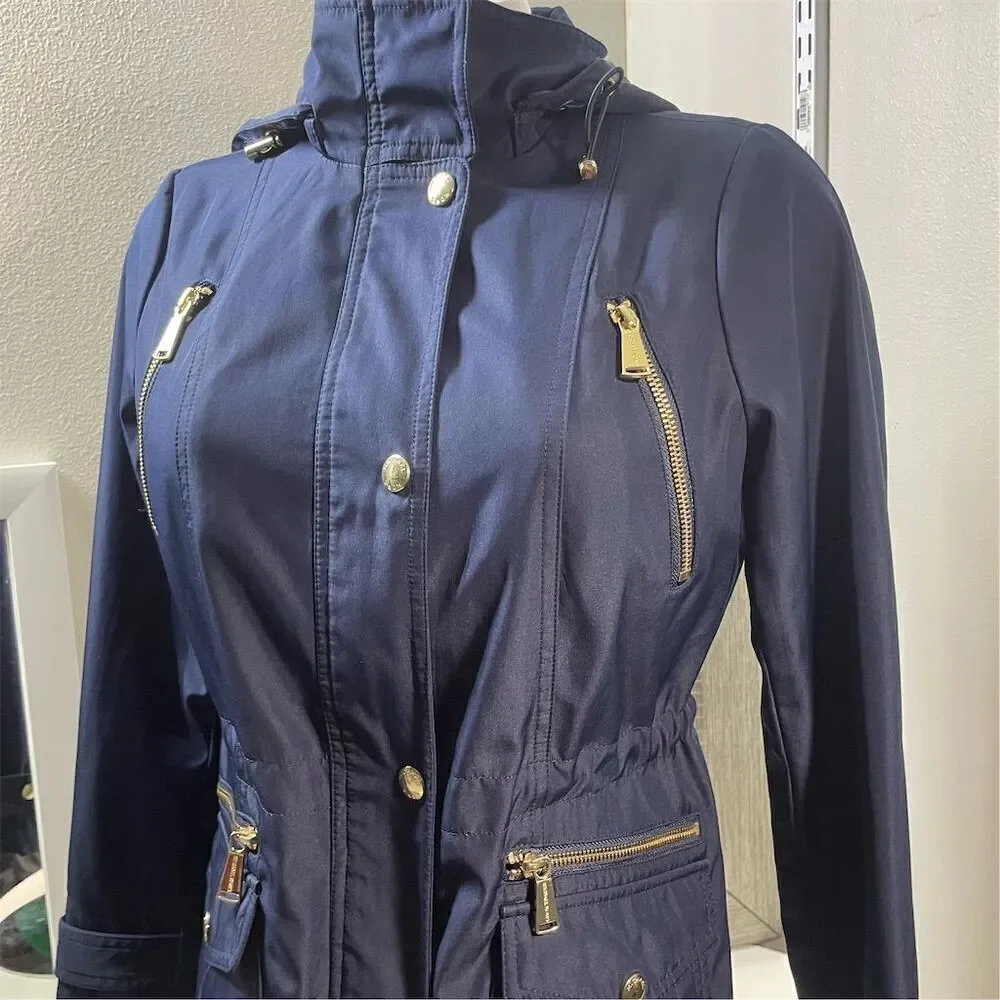 COPY - Michael Kors Women's Petite Anorak Jacket Navy Gold Accents Size S